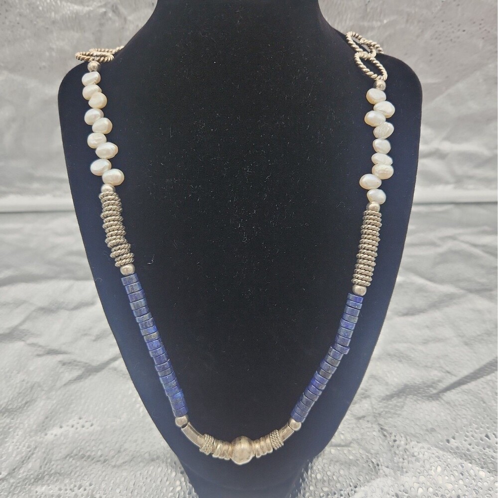 Necklace Bobbi Kahn Handmade Multi-Textured Artisan Baroque Pearls Heishi Disks
